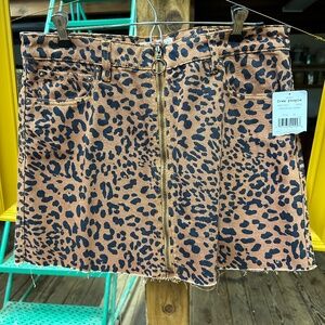 Free People denim Leopard mini skirt - size 31 - NWT